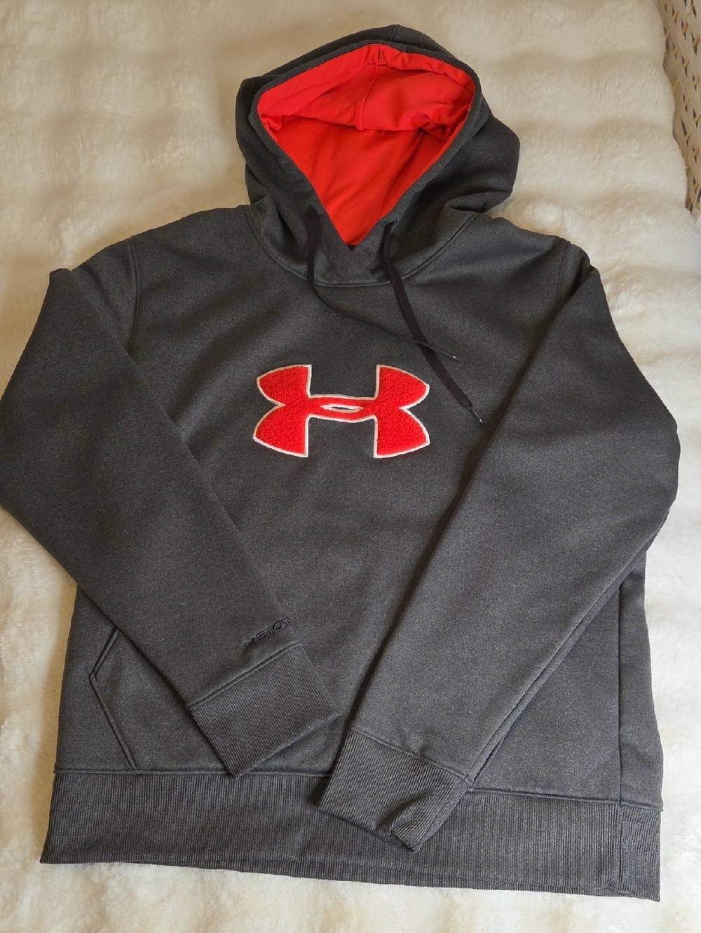 Under Armour Men’s Gray Pullover Hoodie with Coral Logo